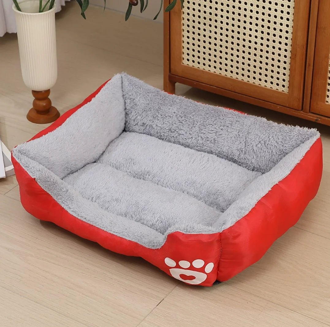 Soft Square Large Dog Sofa Elastic Dog House Cushion Winter Warm Medium Dog Bed Washable Cat Kennel House Accessories Qme Red XXXL-90x70cm