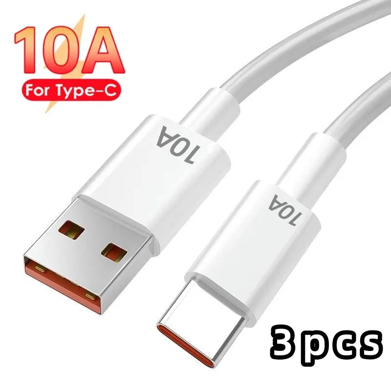 120W 10A Universal PD Charge Cable USB To Type C Cable Quick Charge Line USB C Fast Charging Data Cord Portable Travel Data Wire Qme 3pcs 1.5m