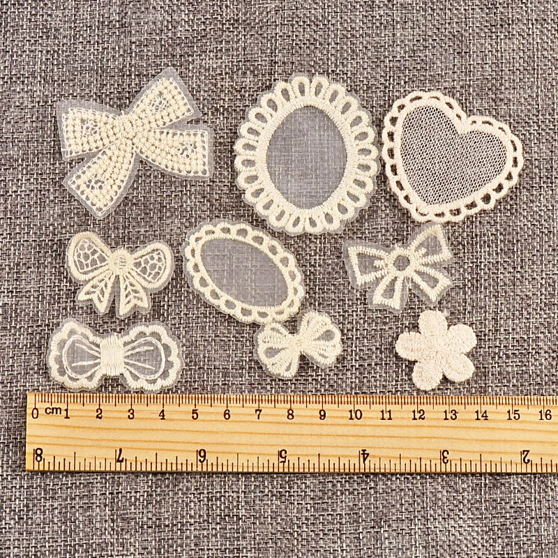 20pcs 21-55mm Mix Lace Bow Shape Appliques For DIY Clothing Bag Decoration Sewing Accessory Exquisite Patch Without Gum cp4186 Qme