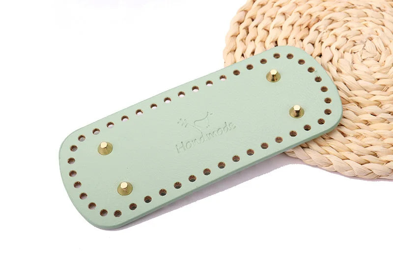PU Leather Bag Bottoms - Rectangle Crochet Bag Base with Rivets Qme