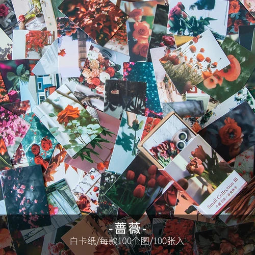 100 pcs Spring summer autumn winter Kraft Paper Mini Greeting Card INS flower Postcard Letter Envelope Decoration LOMO Cards Qme B