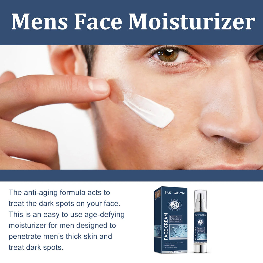 6 IN1 Men's Face Moisturizer Cream Hydrating Skin Lighten Dark Circles Anti-Puffiness Fade Fine Lines Brightening Facial Cream Qme