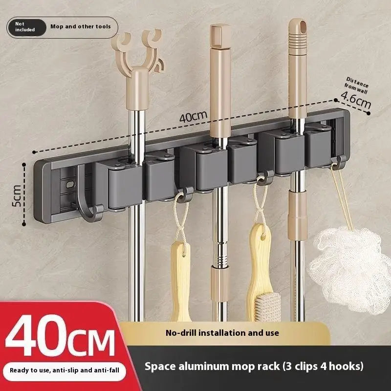 Mop Clip Stand Brush Rack Hanging Pipe Hook Kitchen Storage Bathroom Qme Gray 4hook