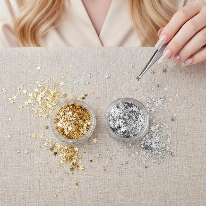 Mixing Sparkling Star Nail Glitter Pentagram Decor Salon Design Cute Qme