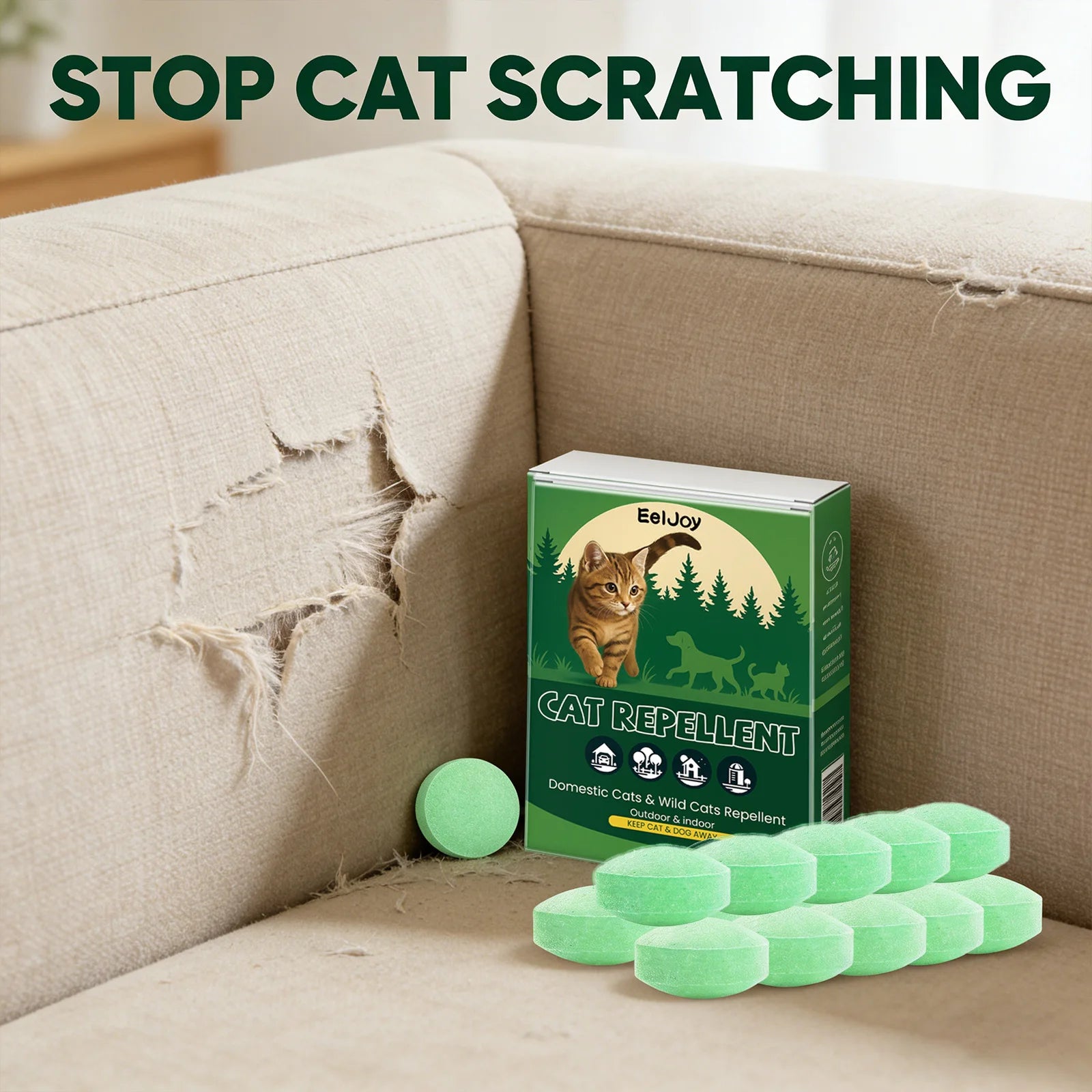 Indoor Cats Repellent Pill Prevent Biting & Gnawing Correcting Pet Behavior Reducing Scratching Furniture Outdoor Pets Training Qme