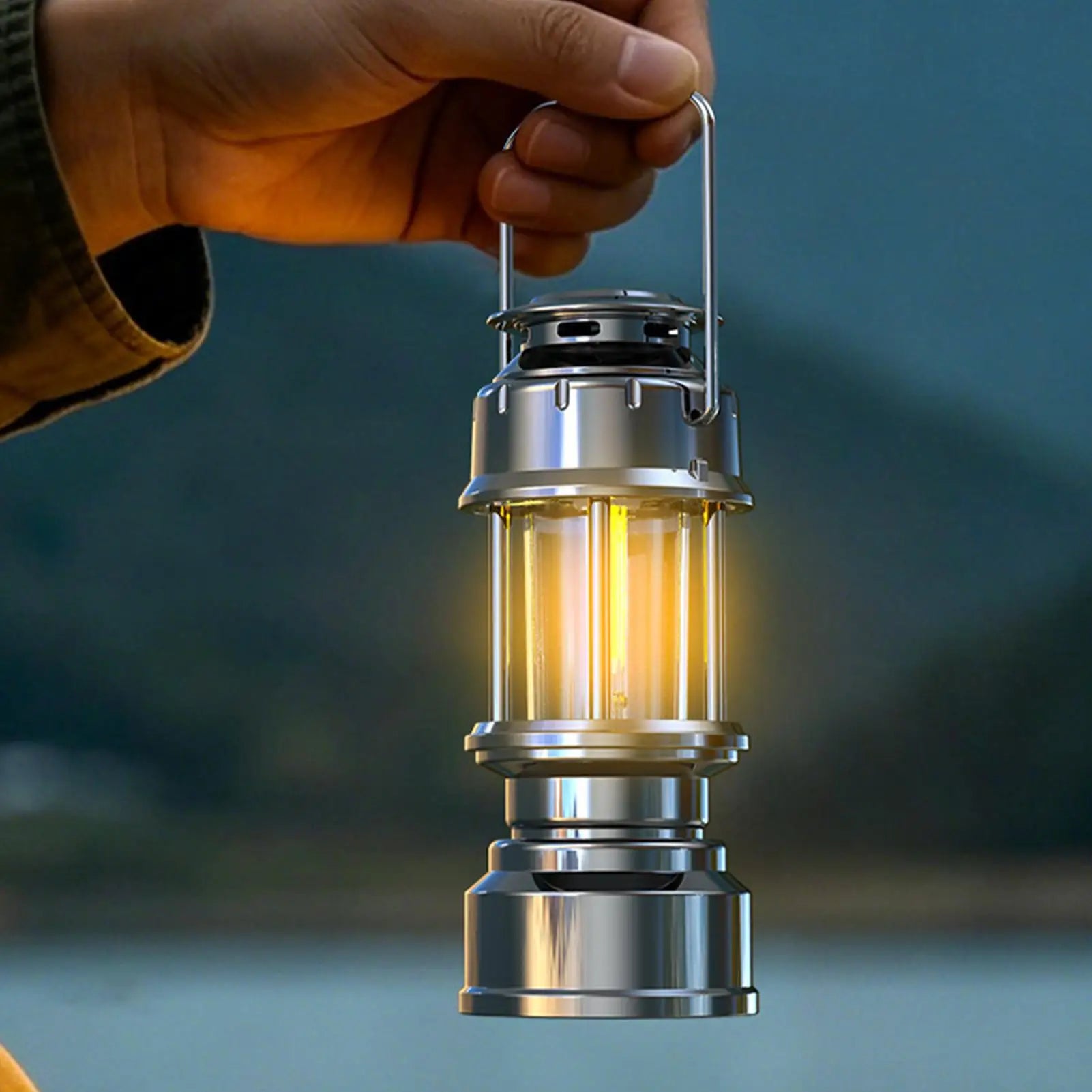 LED Lantern Rechargeable Stepless Dimming Vintage Waterproof Outdoor Qme