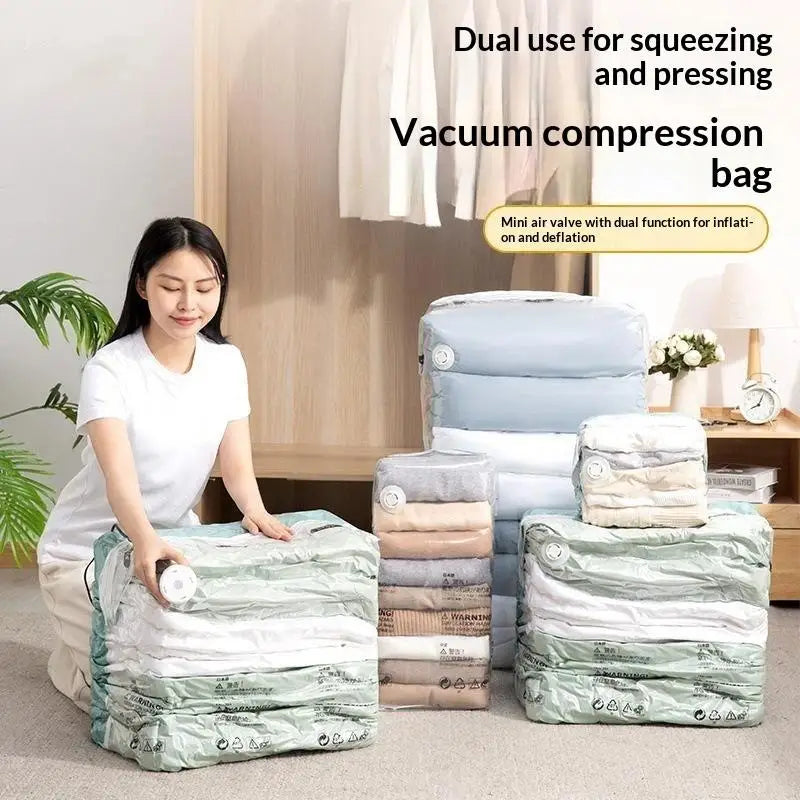 No Pump Design Vacuum Compression Storage Bags Extra Large For Clothes Blankets Bedding Bedroom Storage Qme