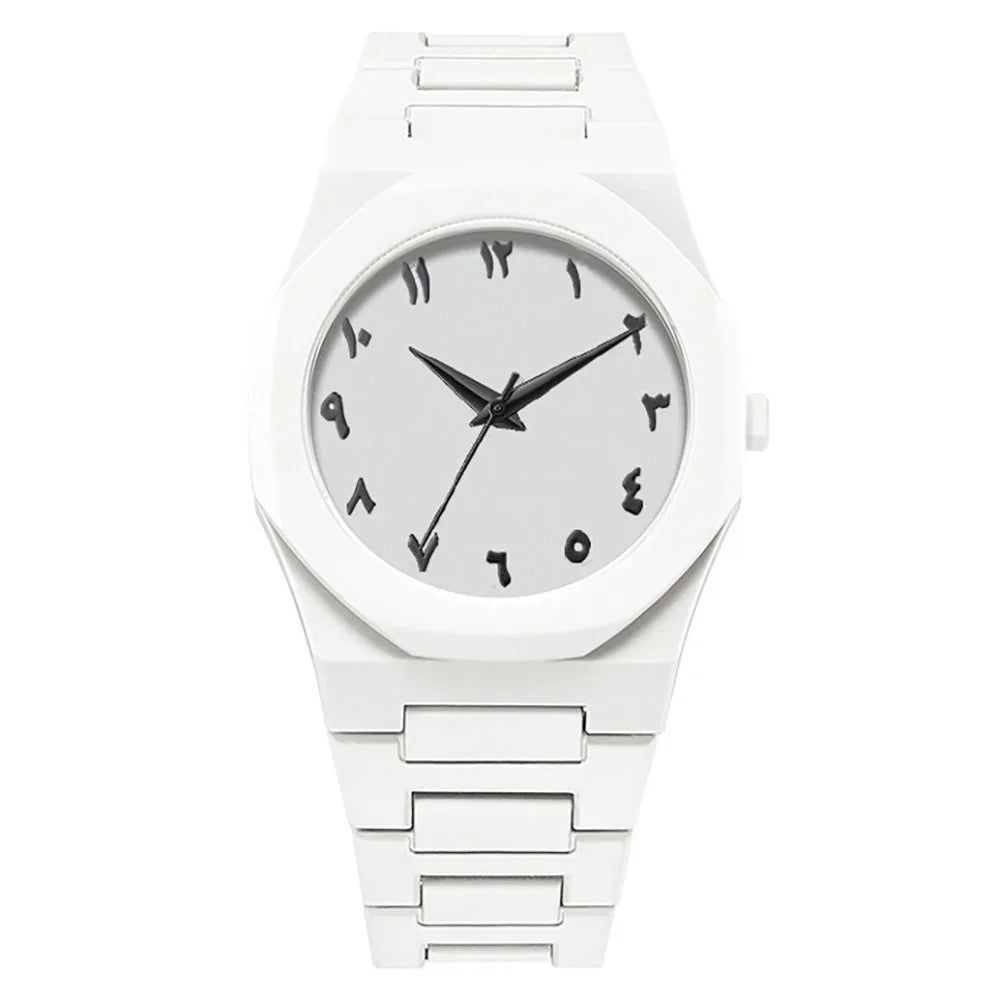 2026 2026 Spring New Men's Watch Light Luxury, niche luxury, minimalist fashion, quartz watch with black large dial Qme WHITE