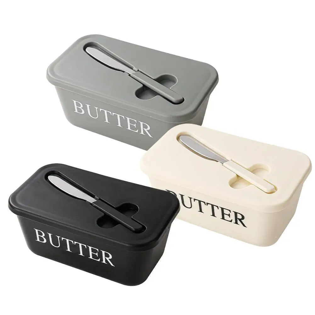 Butter Container Box Dish Lid Knife Restaurant Sealed Storage Kitchen Qme