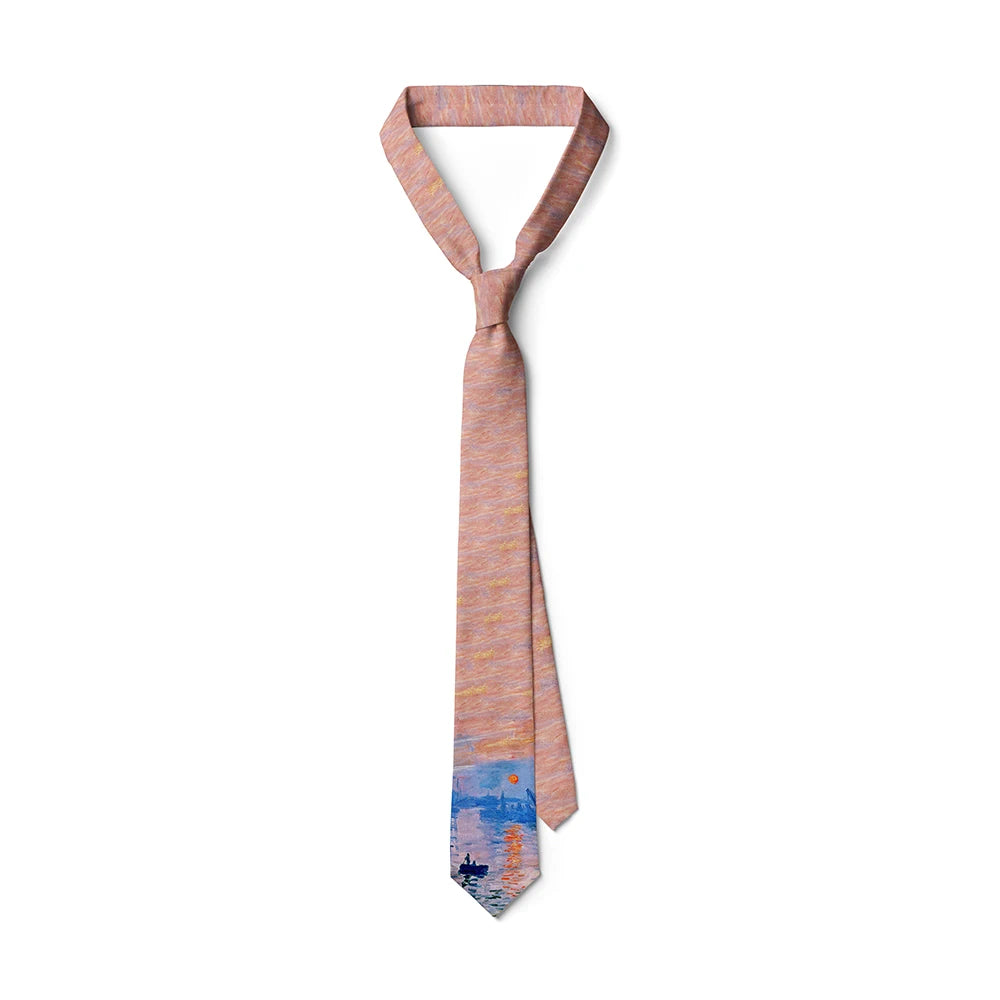 Screaming Sailing Cat Funny Tie Men's Fashion Oil Painting Business Qme type1