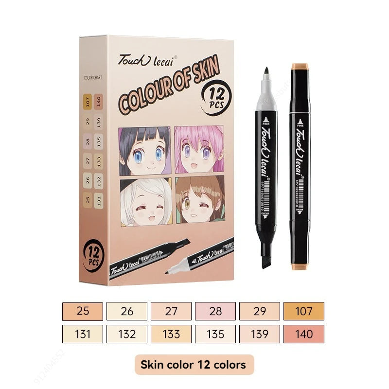 Alcohol Markers, Dual Brush Tip Permanent Art Markers, Coloring Marker, for Book Painting Card Making, Christmas gift Qme skin series