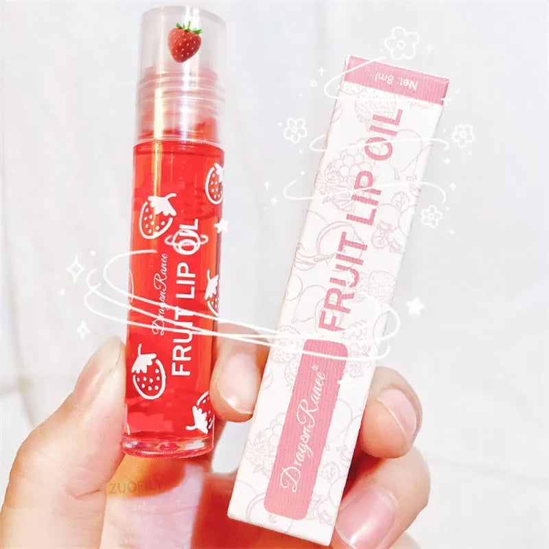 Fruit Lip Gloss Transparent Lip Oil Moisturizing Reducing Lip Lines Nourishes Lips Waterproof Long-lasting Liquid Lips Cosmetics Qme