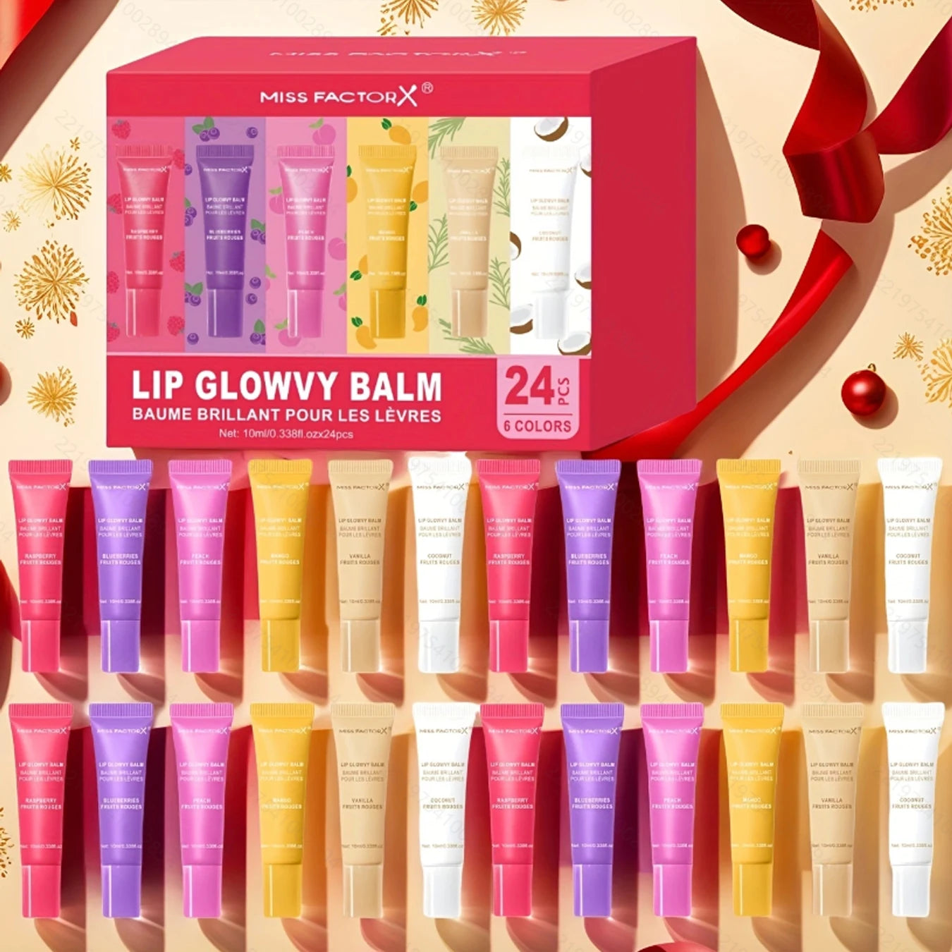 24pcs/box 6-color moisturizing lip gloss - Long lasting moisturizing, nourishing lips, glossy effect, women's gift choice Qme