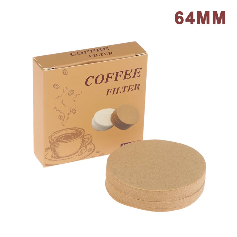 100Pcs Coffee Filter Paper Espresso Paper Filters 54/56/60/62/64/68MM Puck Screen For Machine Tools Qme Khaki 64mm