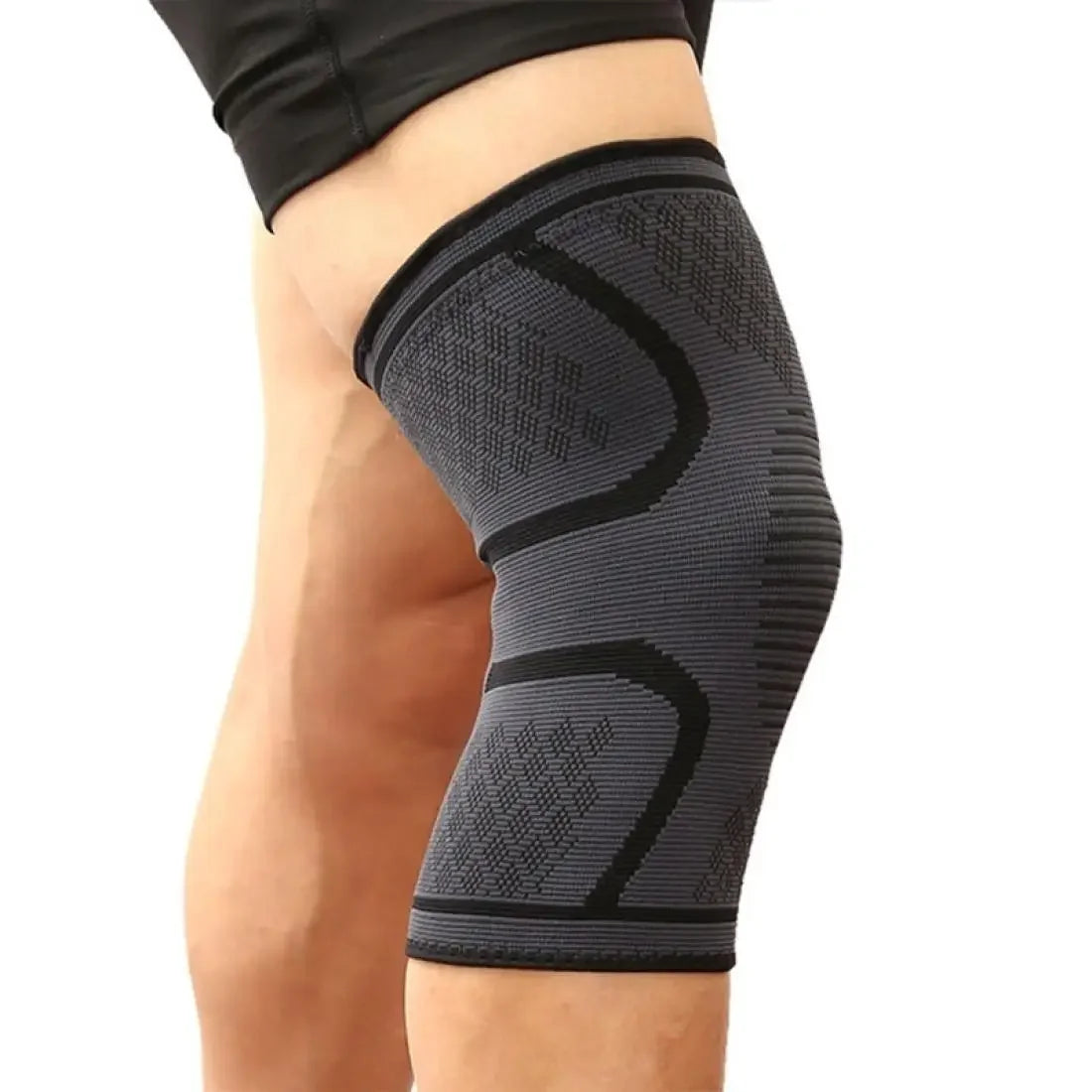 1pair Nylon Elastic Sports Knee Pads Breathable Knee Support Brace Running Fitness Hiking Cycling Leg Protector Size: XL Qme black