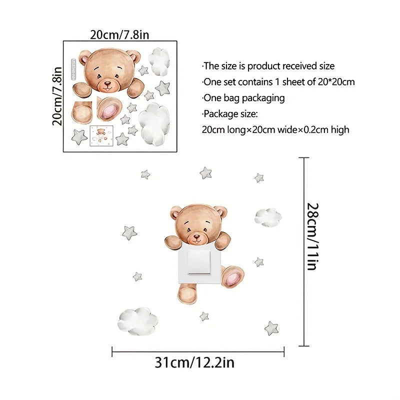 1 Little Bear Giraffe Star Elephant Cloud Switch Wall Stickers Qme