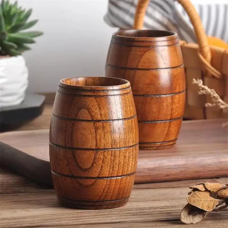 1Pcs Keg Shape Beer Tea Coffee Milk Water Cup Wooden Kitchen Bar Pub Drinkware For Home Party Camping Qme