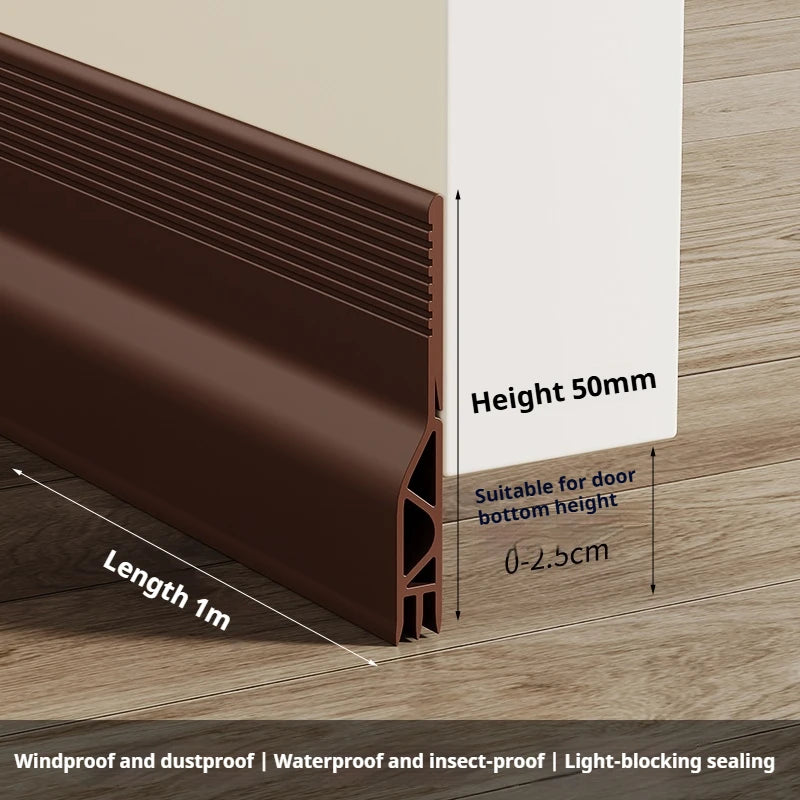 1-4Pcs 1M TPE Door Bottom Seal Strip Self-adhesive Anti-shedding Thicken 3 Layers Windproof Anti-Cold Door Gap Weather Strip Qme Large Brown 4Pcs