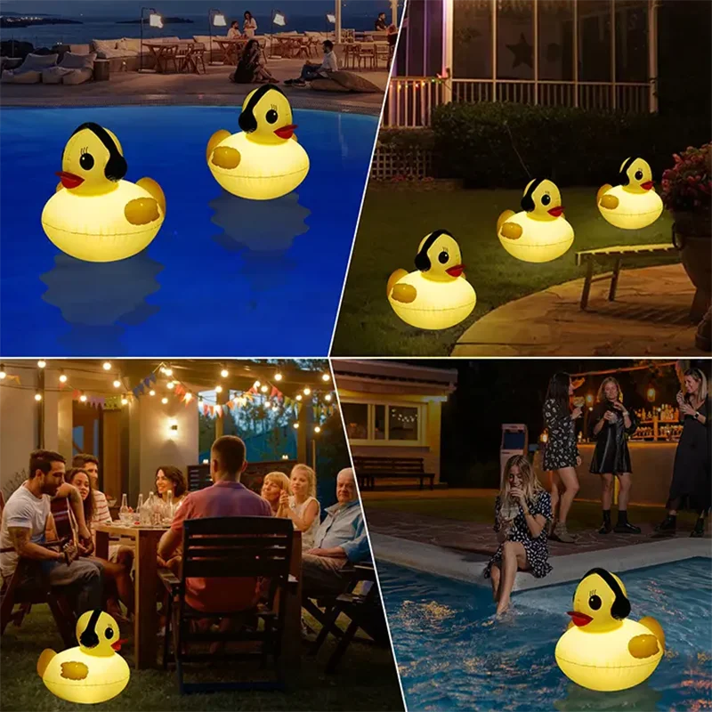 The little duck floating pool light solar RGB PVC inflatable LED pool light is suitable for garden party beach pool decoration Qme