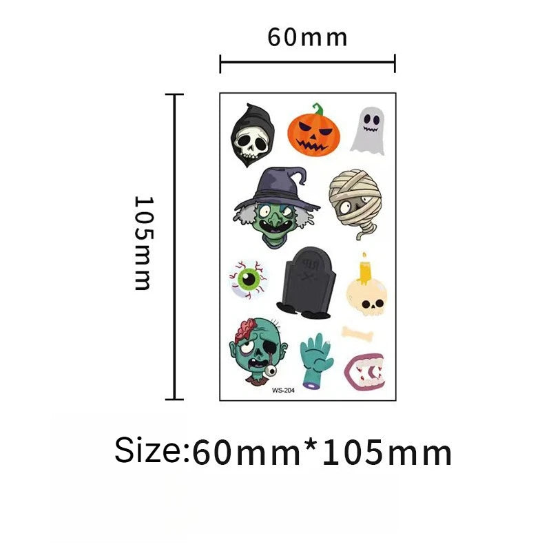 A 10 Sheets Halloween Pumpkins Tattoo Sticker Temporary Fake Tattoo Arm Hands Body Waterdichte Tatouages Pour Kids Toy Gift Qme