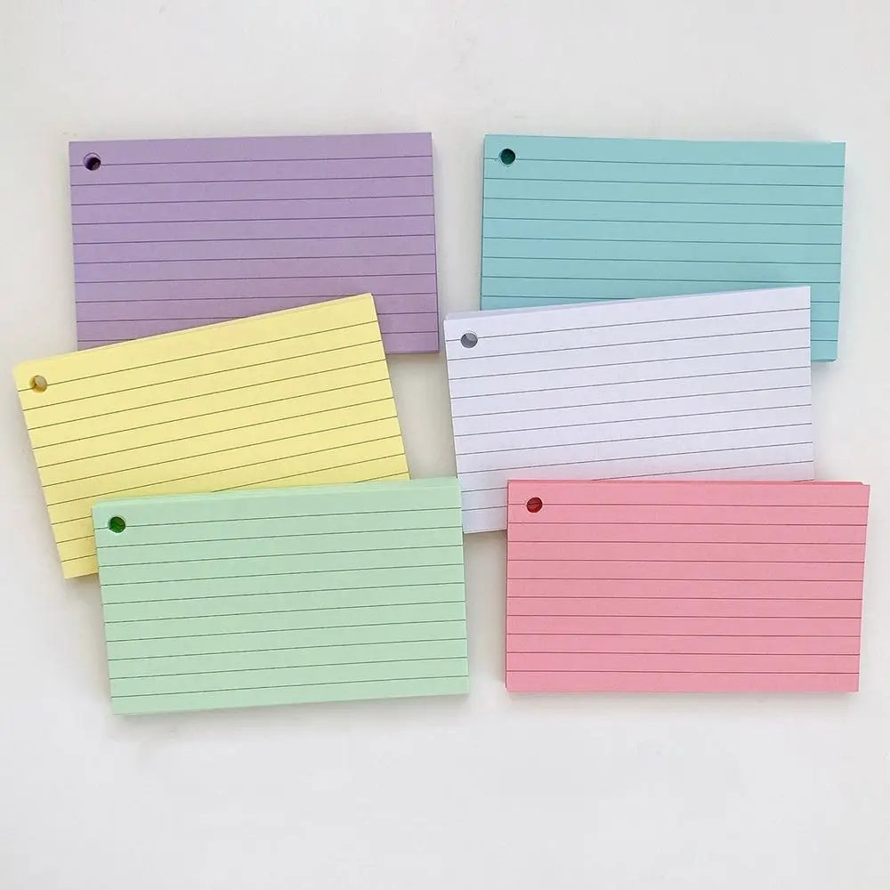 50PCS Binder Horizontal Line Memo Book Loose-Leaf Index Cards Flash Cards Small Revision Cards for Study Office Note Pads Qme