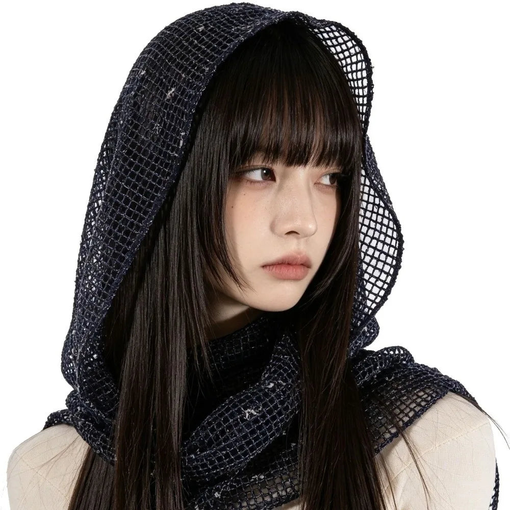 Vintage Solid Hooded Headscarf Y2k Breathable Head Wraps Scarf Qme