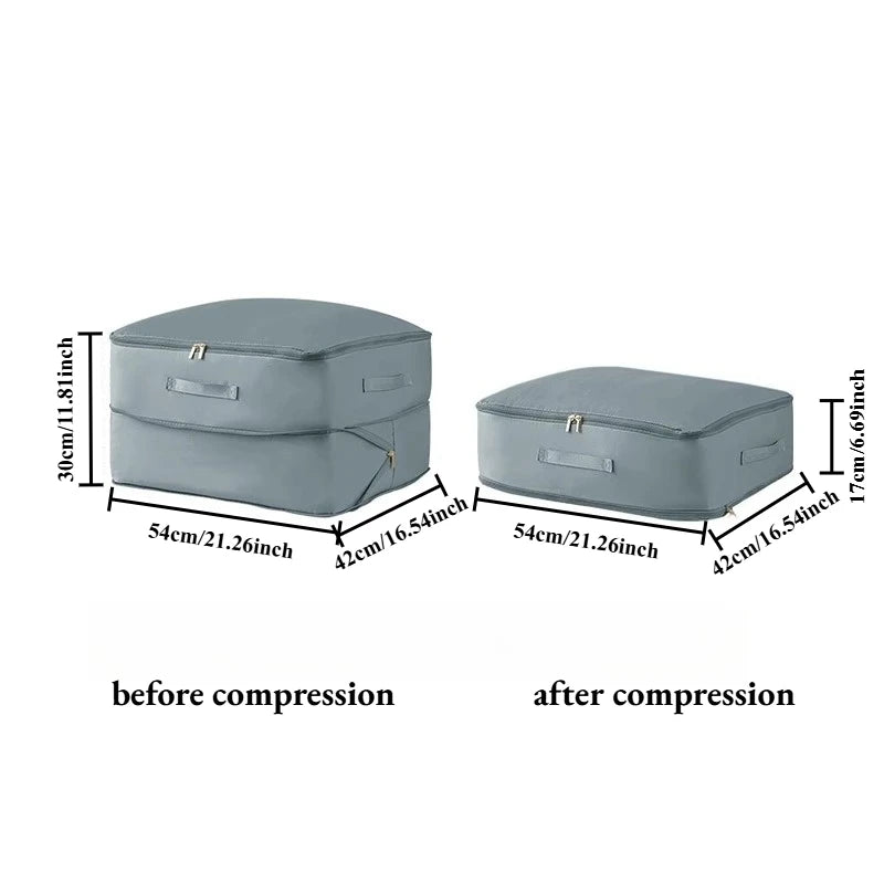 Self Compressing Vacuum Storage Bag Heavy Duty Portable Organizer Qme Grey 1Pc