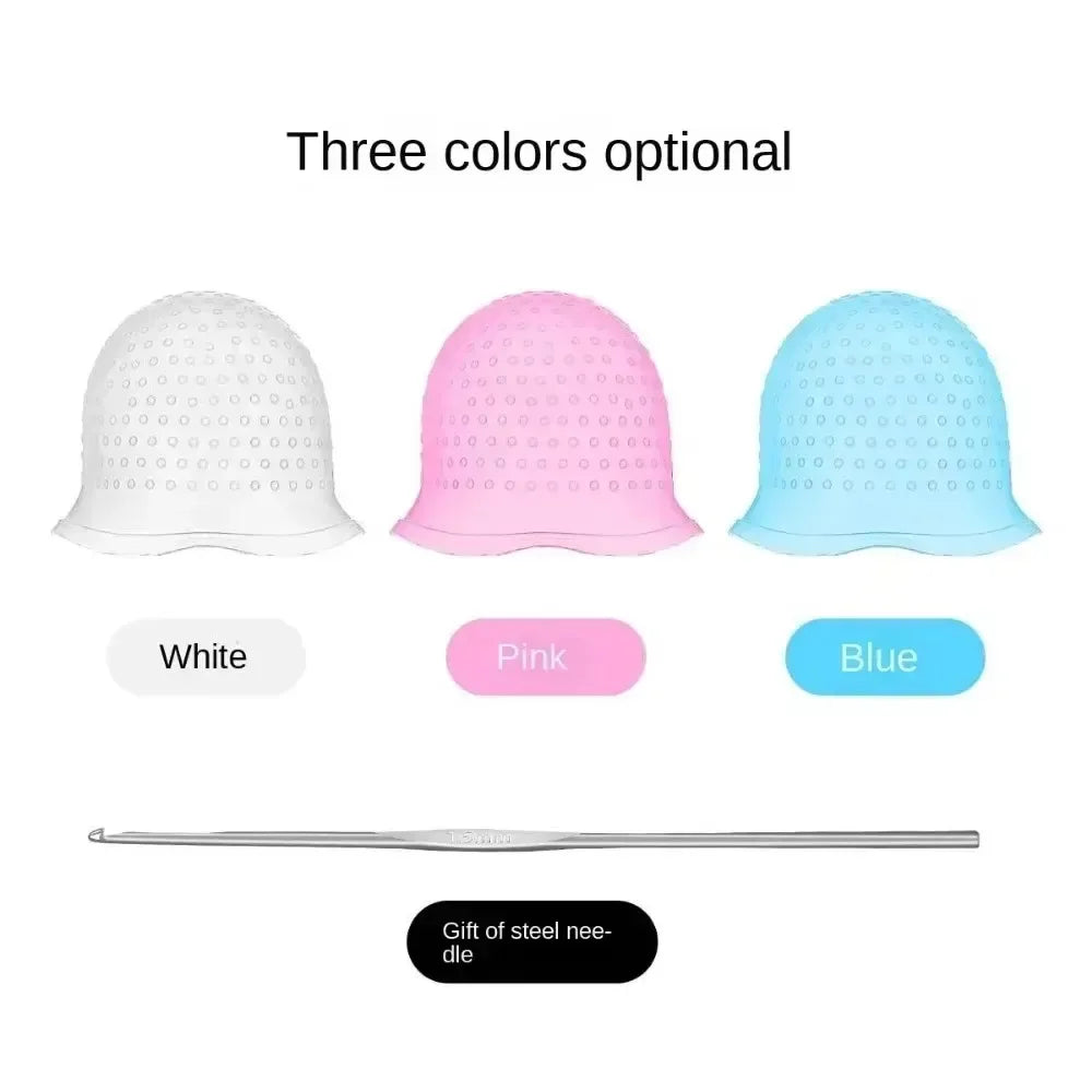 2Pcs/Set Hairdressing Hair Dyeing Caps With Metal Hooks Professional Barber Silicone Hair Dye Cap Barbershop Salon Styling Tools Qme