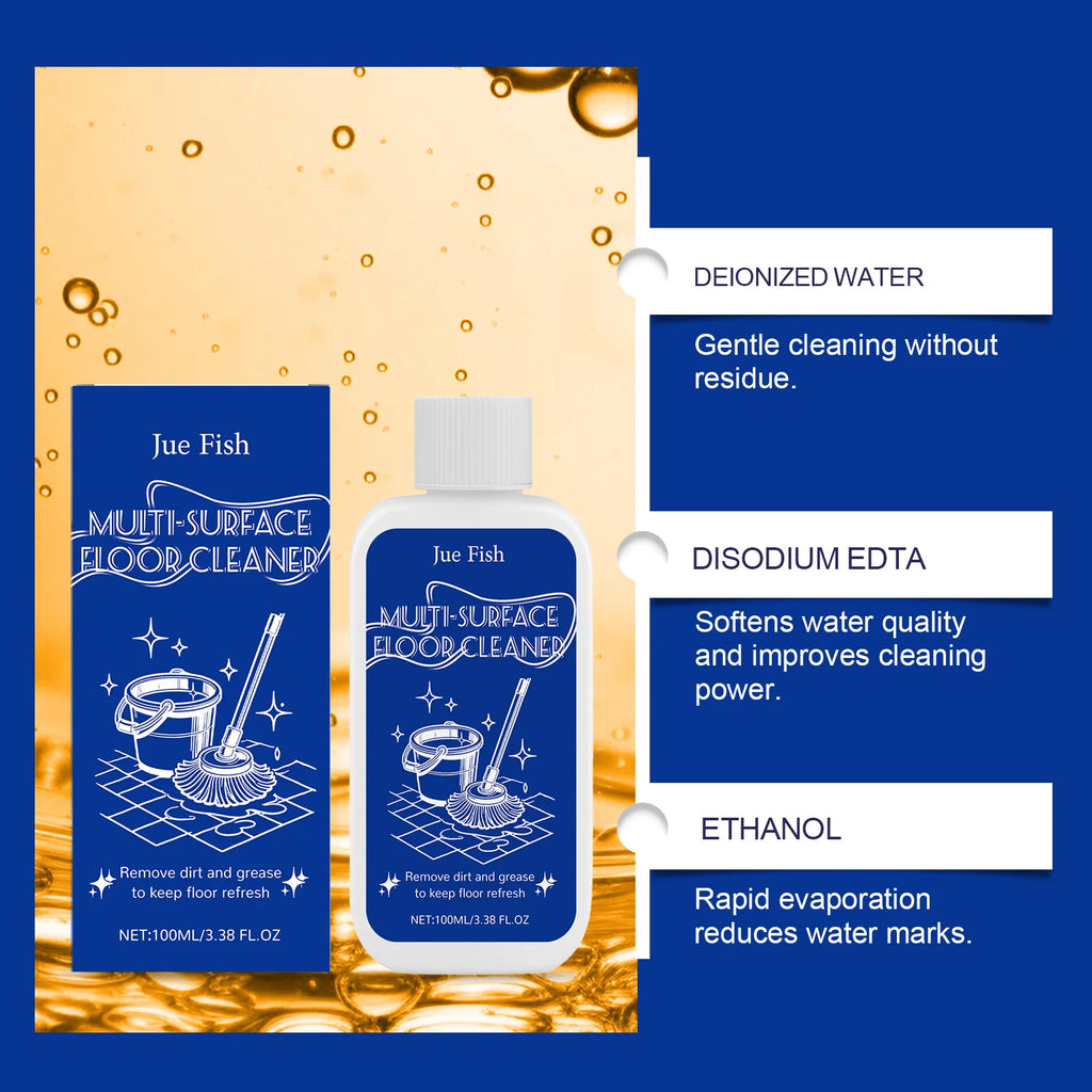 JUE FISH Multi-Surface Floor Cleaner - Powerful Quick Dirt Decomposition for Effortless Cleaning Versatile for Various Floors Qme