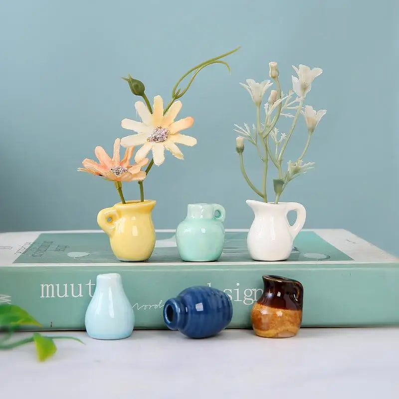 1Pcs Creative DIY Magnetic Flower Arrangement Decorative Object For Home Kitchen Decoration Mini Ceramics Vase Fridge Magnet Qme