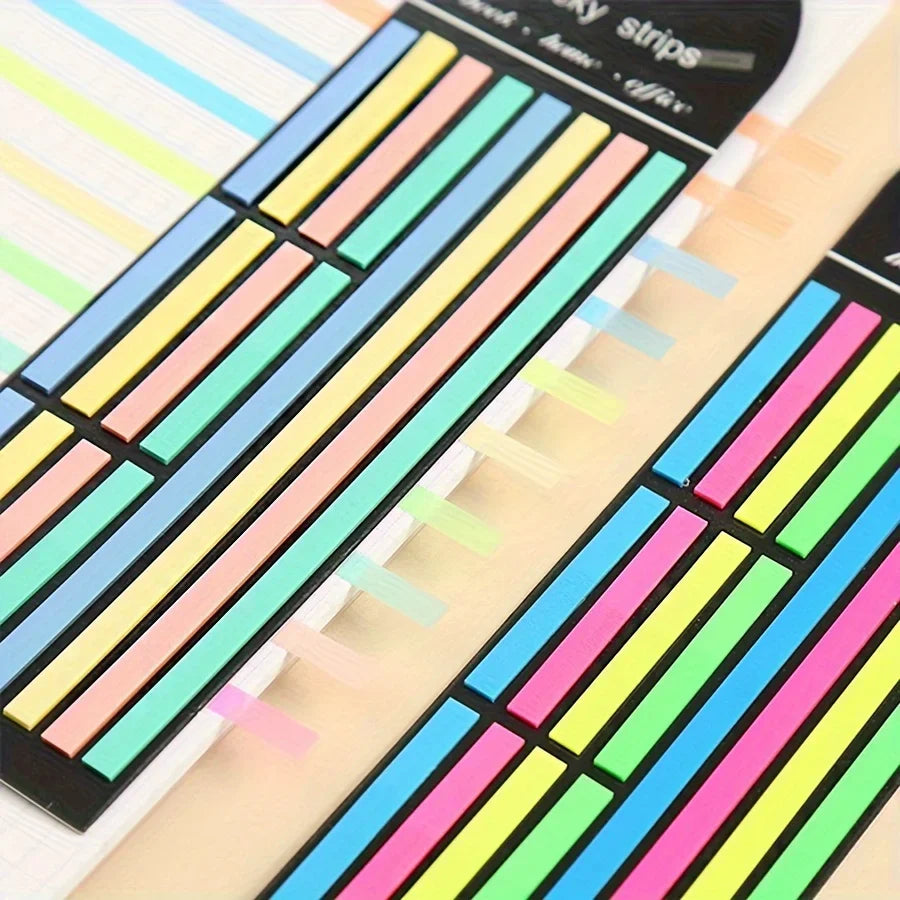 5pcs Clear Fluorescent Tape, Removable Fluorescent Strip for Annotated Books, Thin-page Marker Strip for Index Labels, Qme