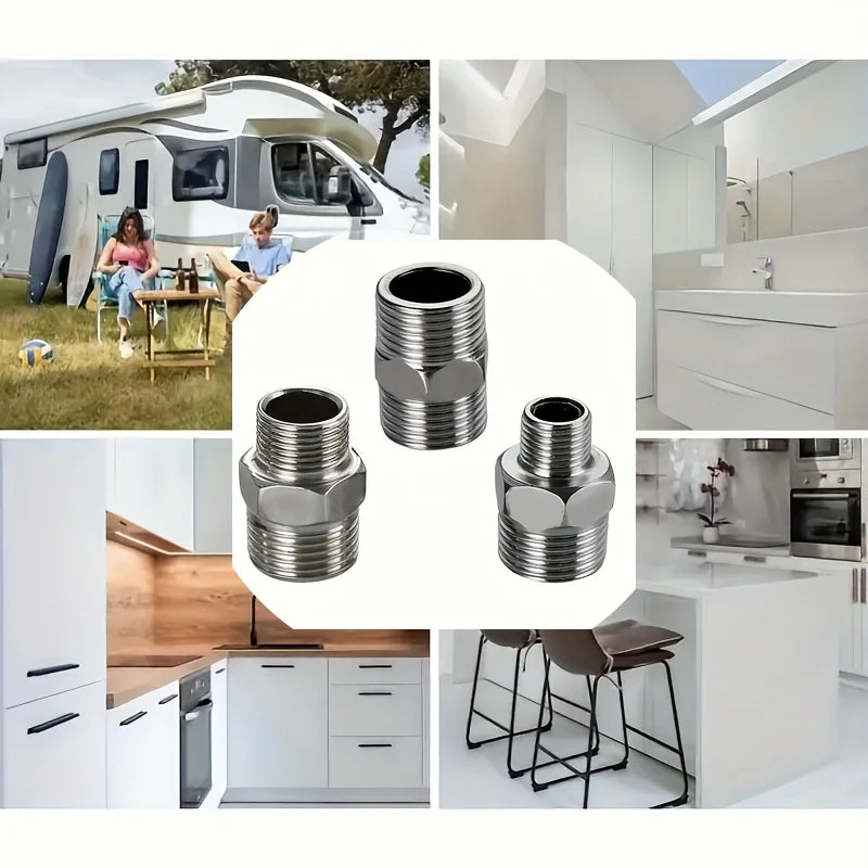 3Pcs Multi Function Shower Hose Connector Universal Easy Install Hose Extender Adapter for Bathroom RV Outdoor Shower Accessorie Qme
