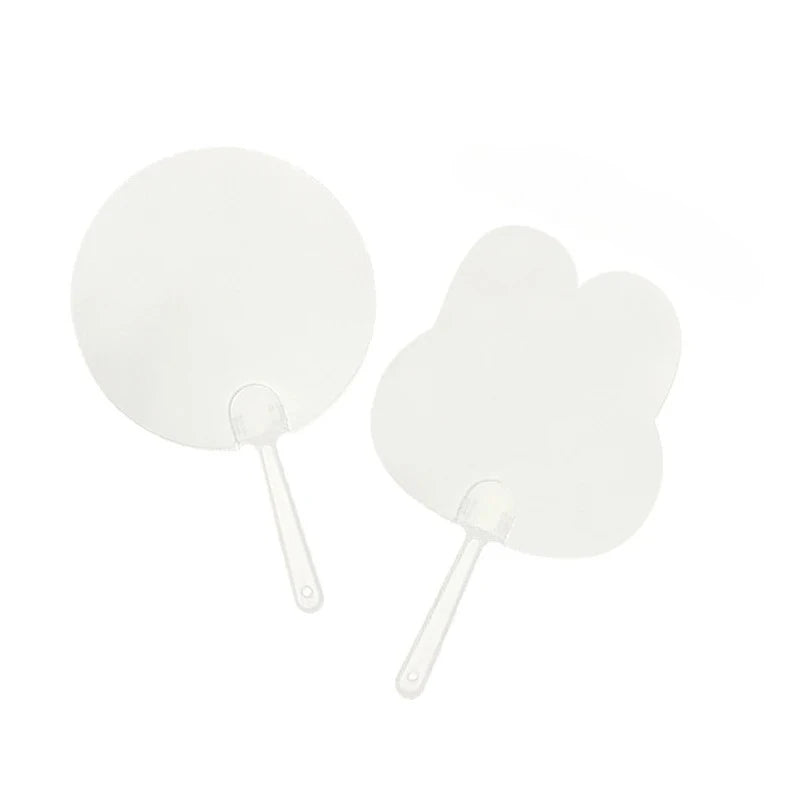 50Pcs 5cm Cute Mini Transparent Blank Fan Child Kids DIY Art Fan crafts Transparent Qme