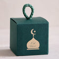 Set of 5 Elegant Mini Eid Al-Adha Gift Boxes with Gold Design and Twist Handles Perfect for Storing Candies, Chocolates and Sma Qme 5Pcs-Green Other Other