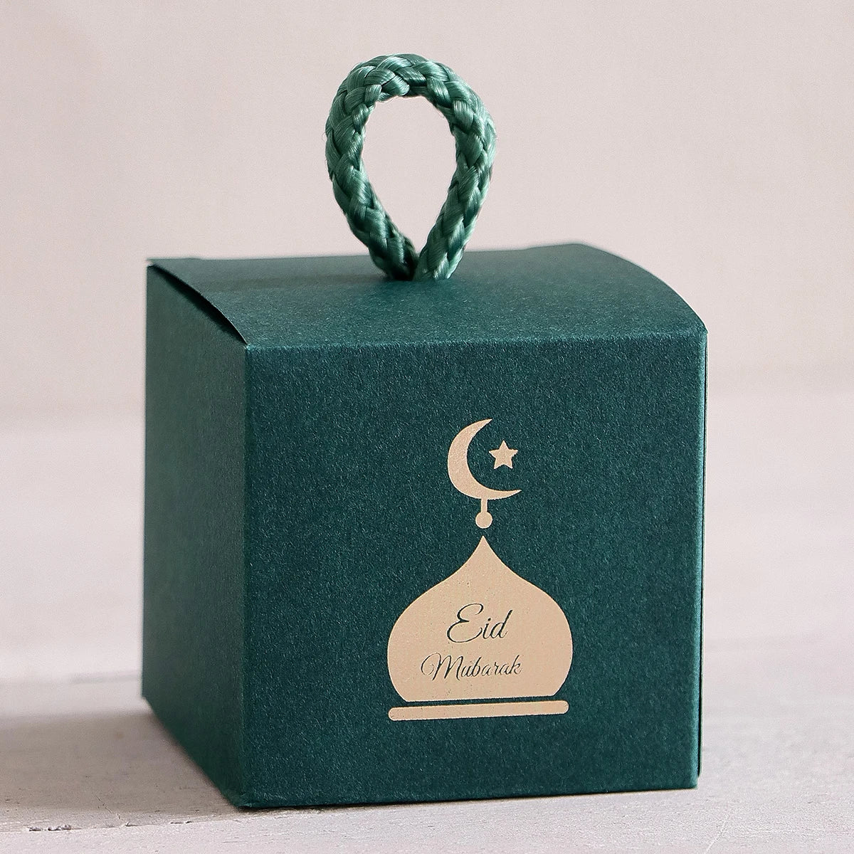 Set of 5 Elegant Mini Eid Al-Adha Gift Boxes with Gold Design and Twist Handles Perfect for Storing Candies, Chocolates and Sma Qme 5Pcs-Green Other Other
