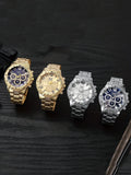4pcs Men's new fashionable luxury business round fake three eye large dial quartz watch Qme Other