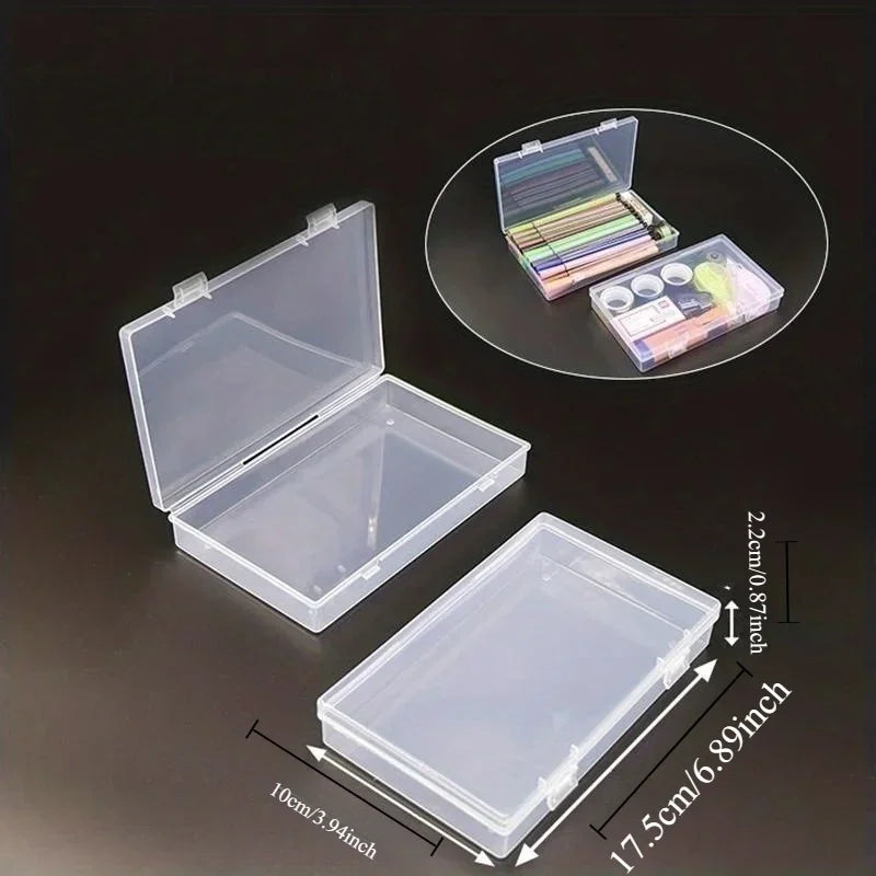 4pcs Transparent Stationery Box, Rectangular Plastic Clear Tool Parts Small Box, Mobile Phone Mask Fishing Tackle Storage Box Qme