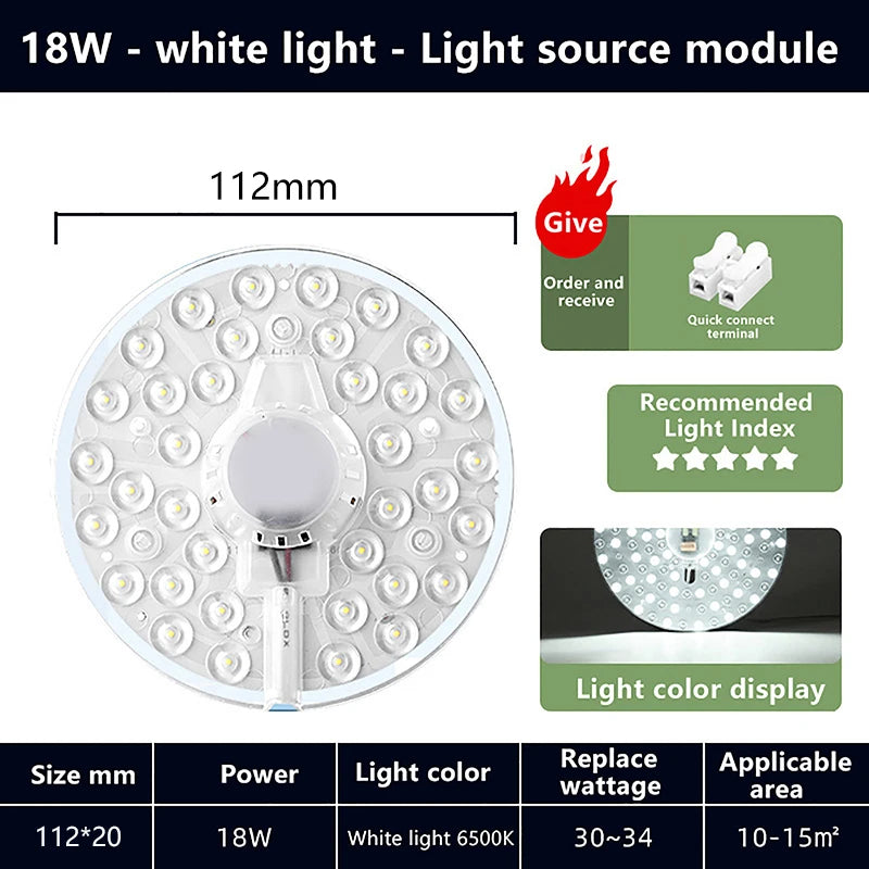 Versatile AC220V LED Round Panel Light Magnetic Suction Available Qme 18W white light