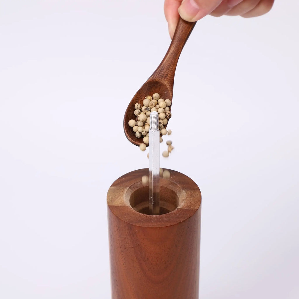 2pieces Wood Manual Pepper Grinder,Pepper Mill & Sea Salt Grinder,Handheld Grinder for Black Pepper Portable Spice Grinding Tool Qme