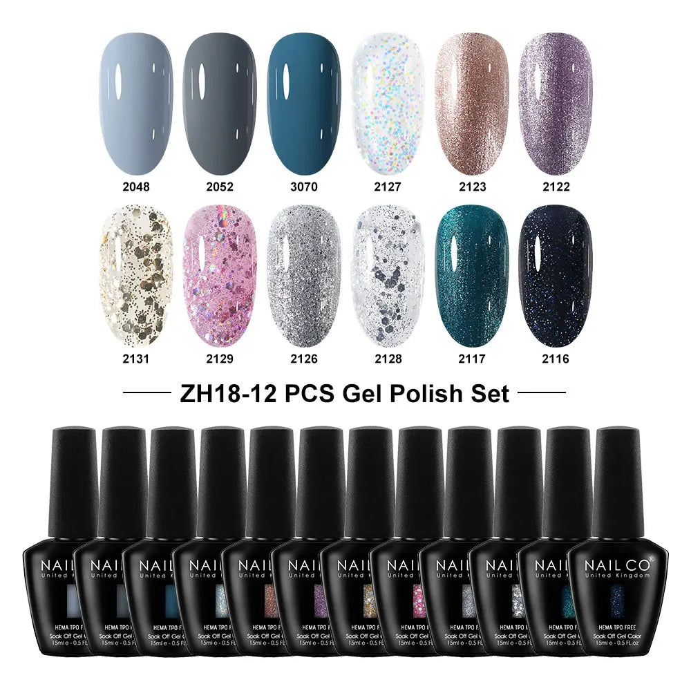 NAILCO Summer Macaroon Gel Nail Polish Semi Permanent UV Soak Off Art Qme NC-12H-ZH18