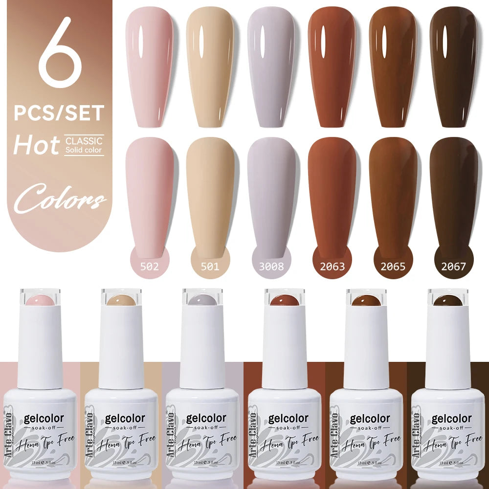 Arte Clavo Gel Nail Polish Milk Tea Popular UV Lamp Soak Off Art DIY Qme AC-ZBZH66-6B