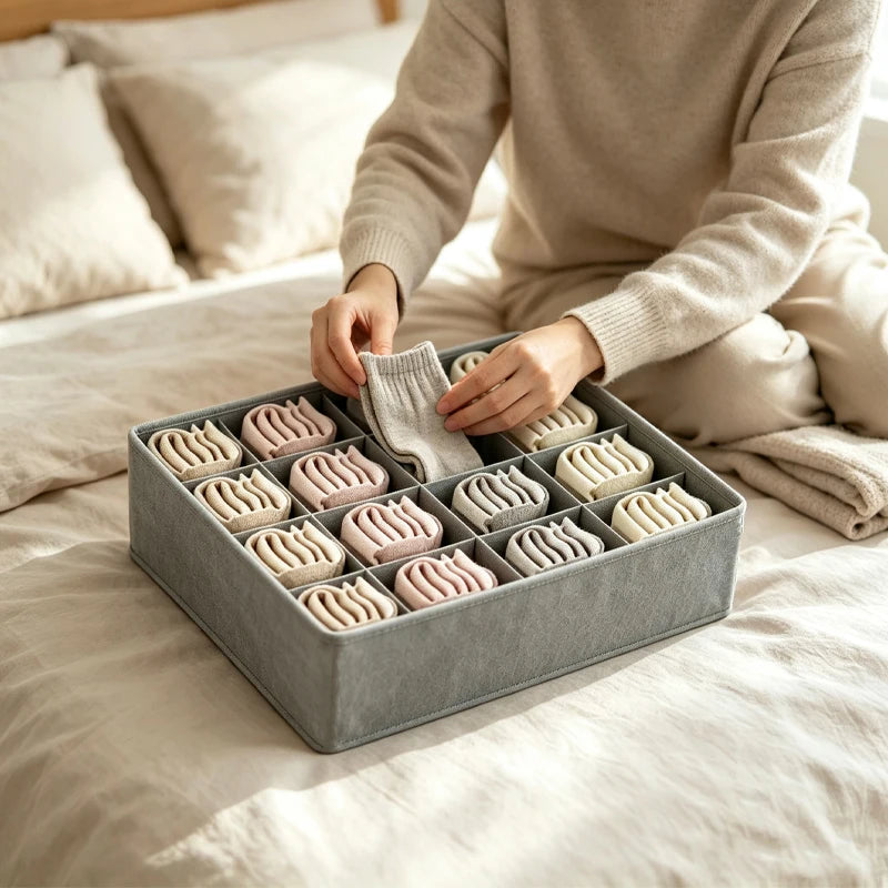 Drawer Type Three-piece Set Home Organization Portable Non-woven Fabric Underwear Storage Box Socks Clothes Storage Organizer Qme