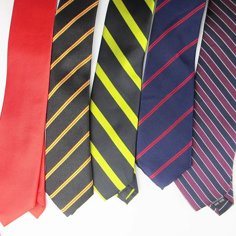 Silk Polyester Tie Stripe Slim Necktie Navy Blue Burgundy Men Women Qme