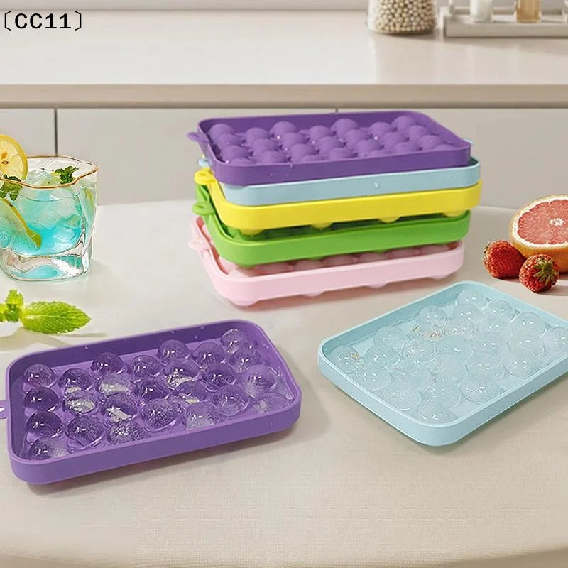 25 Grids Ball Mold Silicone Cover Ice Storage Box Easy Demould DIY Qme