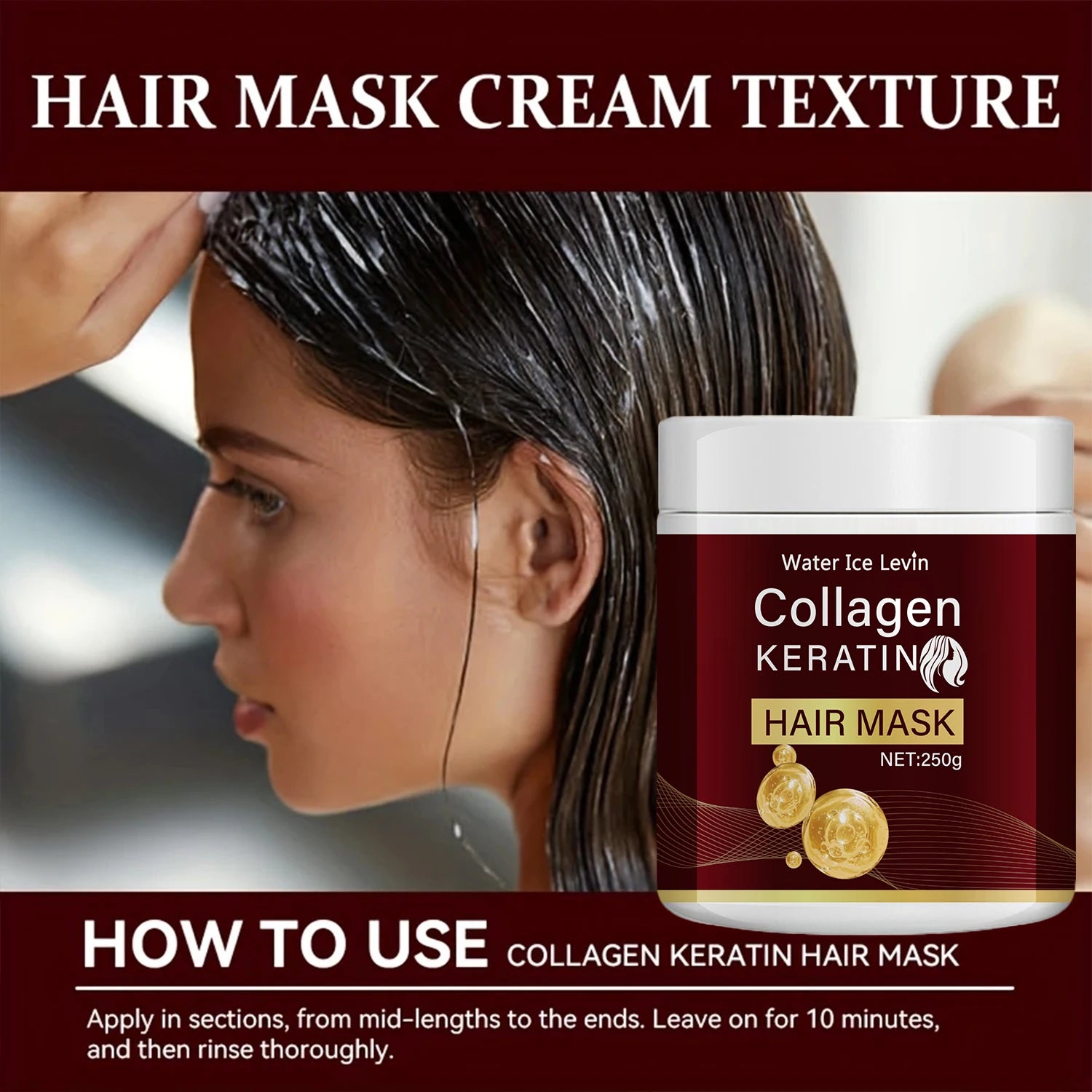 Collagen Keratin Hair Mask, Deeply Nourishes Dry and Damaged Hair, Enhances Elasticity—Rich in Moroccan Argan Oil, Deeply Moisturizes and Softens Qme