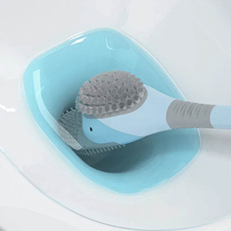 Cute Diving Duck Style Toilet Brush Wall-mounted Floor-Standing Silicone Toilet Brush with Base Bathroom Cleaning Brush Set Qme