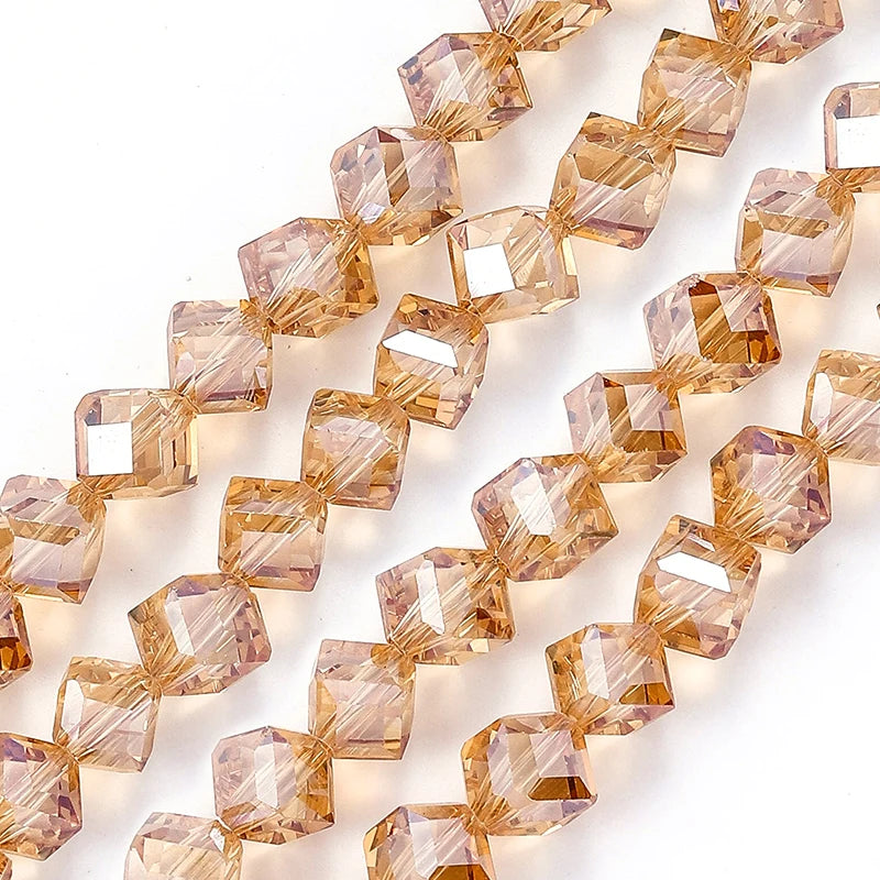 4-8mm Cube Crystal Glass Beads for Jewelry Making Faceted Square Crystal Glass Beads for Bracelet Earring Necklace DIY Craft Qme Color 6 8mm-68pcs