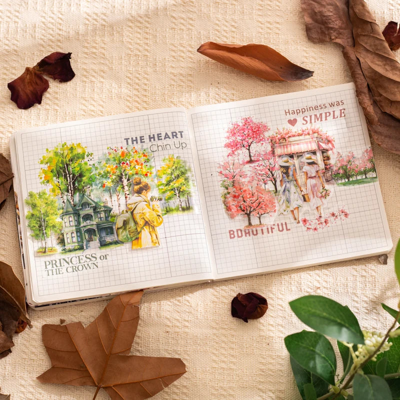 60mm*2m Forest PET Tape Collage Decor Junk Journal DIY Scrapbooking School Stationery Supplies Planner Aesthetics Masking Tapes Qme