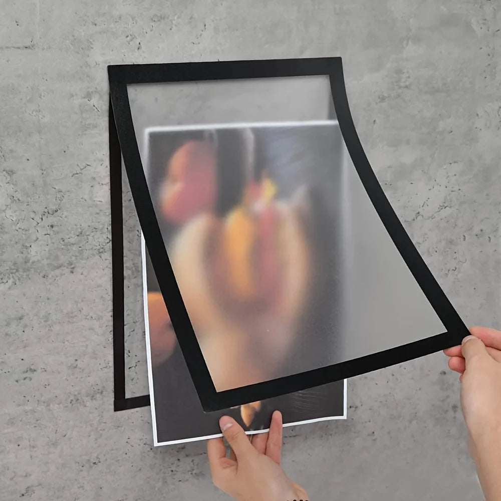 2pcs Magnetic Self-Adhesive Picture Frames - Portable Wall-Mountable Plastic Photo And Document Display Frames Qme