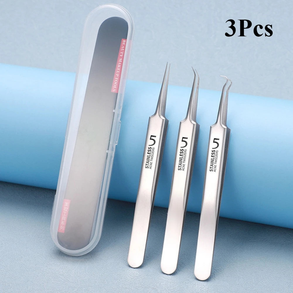 1- Stainless Steel Acne Clip Cell Blackhead Needle Beauty Salon Tool Qme 3Pcs